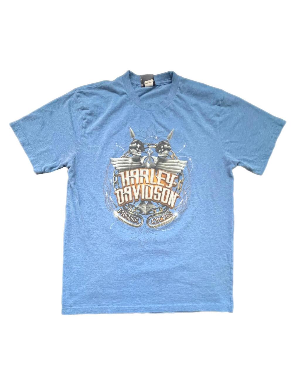 Harley Davidson Maverick Dallas Texas Men's T-Shirt  Blue Lightweight -Size L